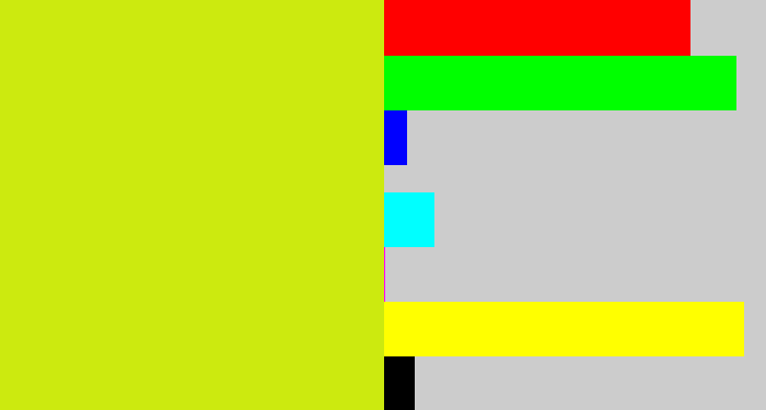 Hex color #ccea0f - greeny yellow
