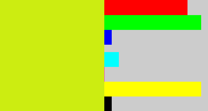 Hex color #cced11 - greeny yellow