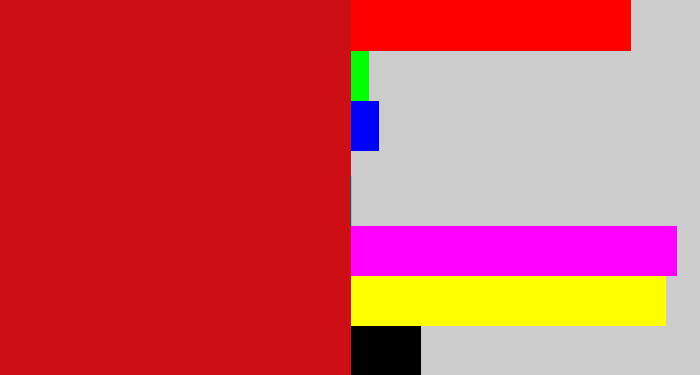 Hex color #cd0e14 - scarlet