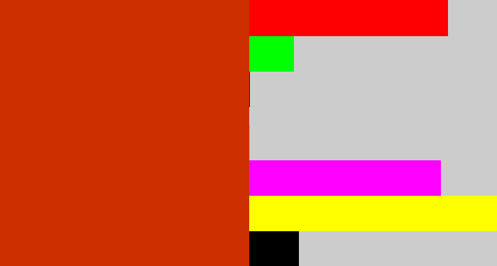 Hex color #cd2f00 - brick orange