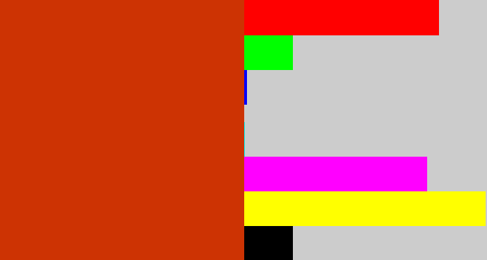 Hex color #cd3303 - brick orange