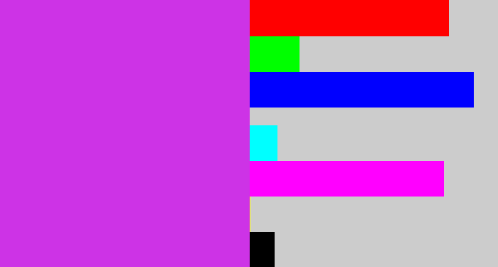 Hex color #cd33e6 - purple/pink