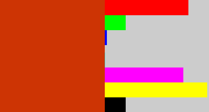 Hex color #cd3404 - brick orange