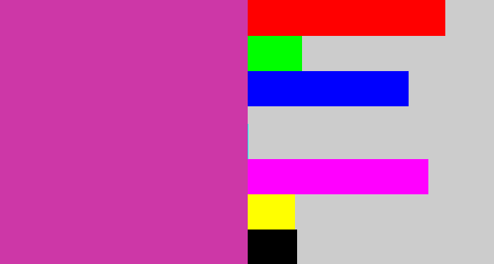 Hex color #cd37a7 - purpley pink