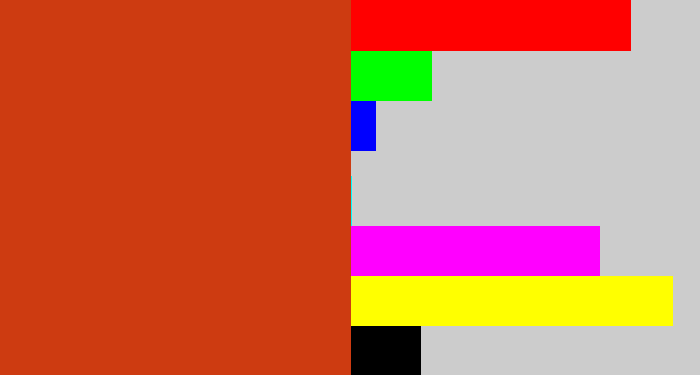 Hex color #cd3b11 - brick orange