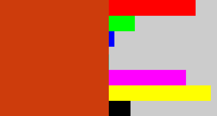 Hex color #cd3c0c - brick orange