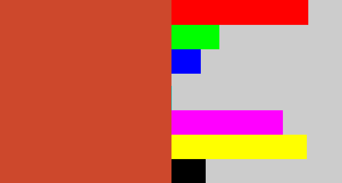 Hex color #cd482c - reddish