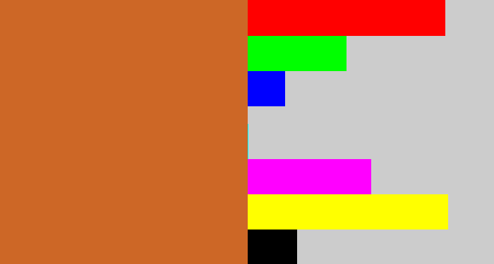 Hex color #cd6726 - brownish orange