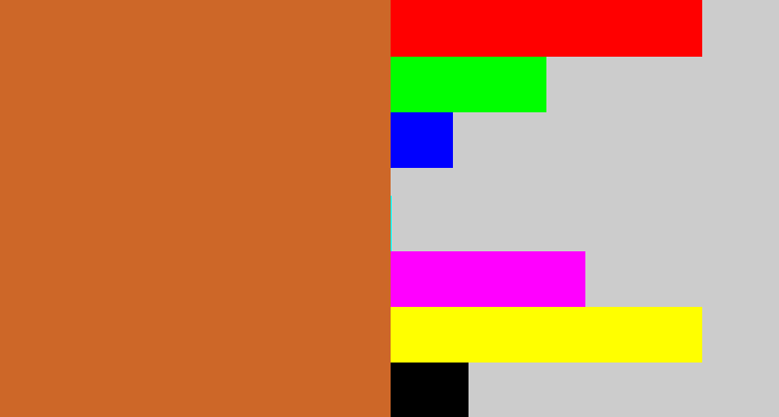 Hex color #cd6728 - brownish orange