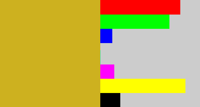 Hex color #cdb11f - dark yellow