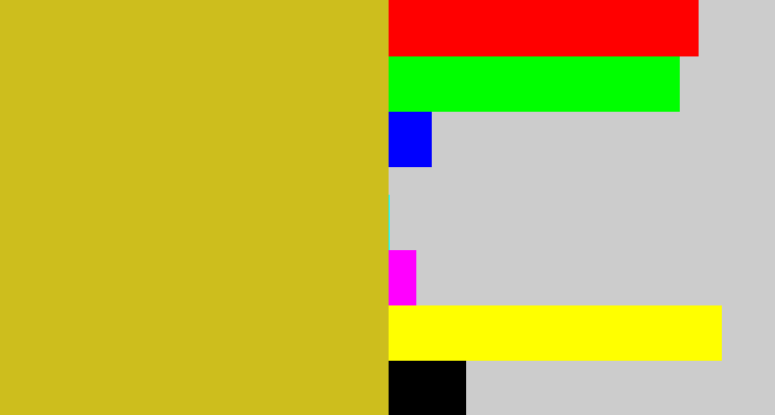 Hex color #cdbe1d - vomit yellow