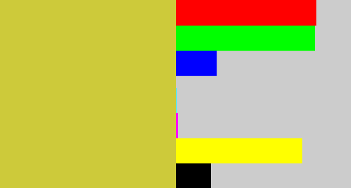 Hex color #cdca3a - sickly yellow