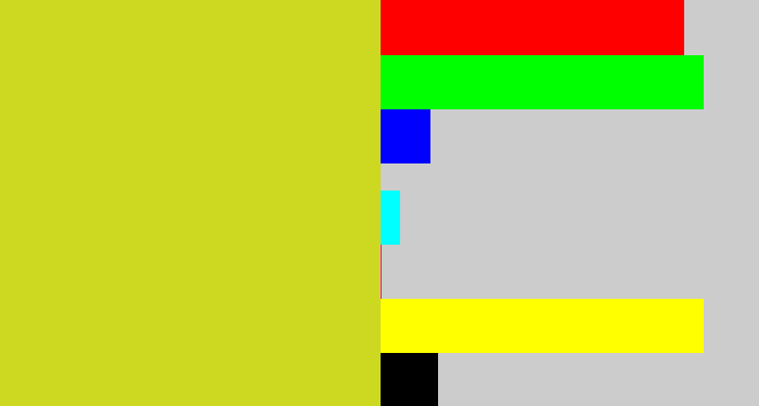 Hex color #cdd821 - sickly yellow