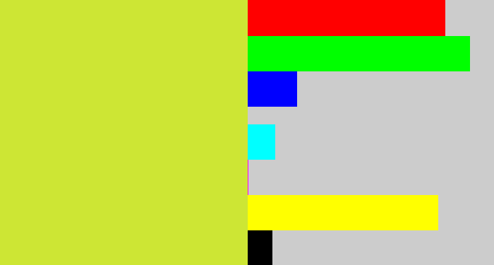 Hex color #cde634 - sickly yellow