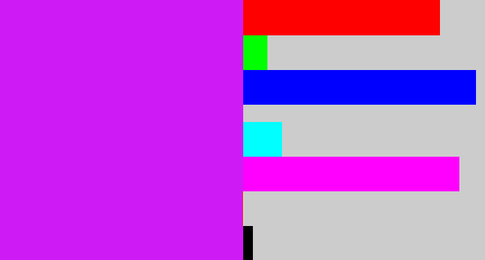 Hex color #ce1af4 - neon purple