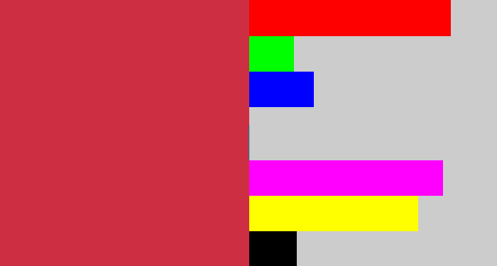 Hex color #ce2e42 - reddish