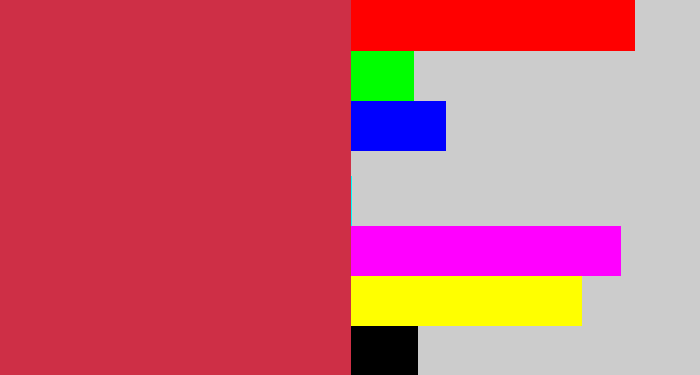 Hex color #ce2f46 - reddish