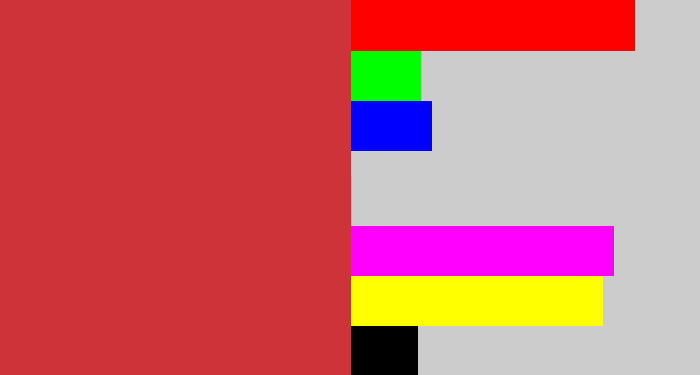 Hex color #ce333a - reddish