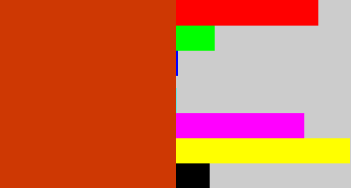Hex color #ce3803 - brick orange