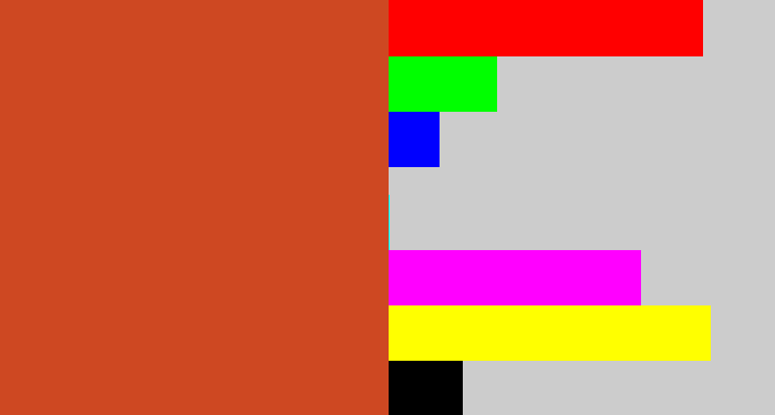 Hex color #ce4822 - brick orange
