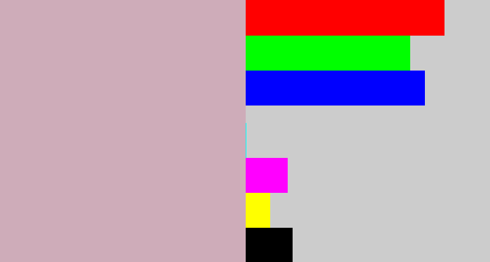 Hex color #ceacb9 - pinkish grey