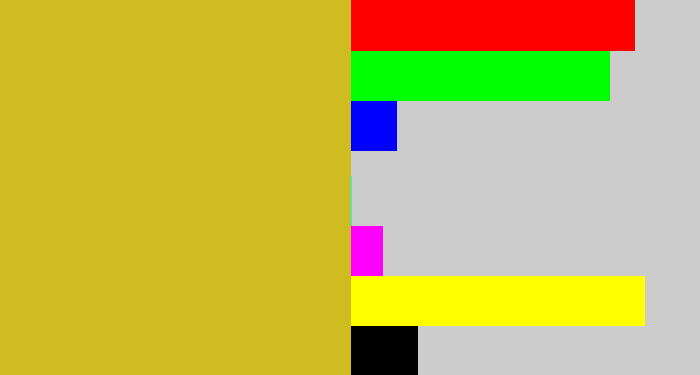 Hex color #cebc20 - puke yellow