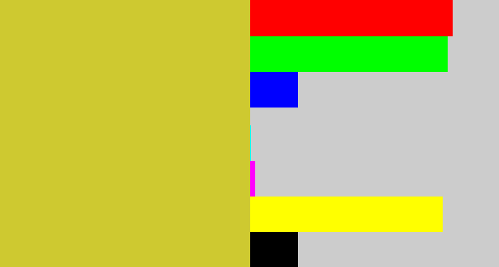 Hex color #cec930 - sickly yellow