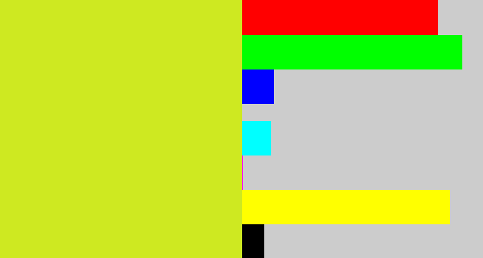 Hex color #cee921 - sickly yellow