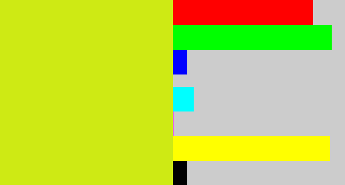Hex color #ceea14 - greeny yellow