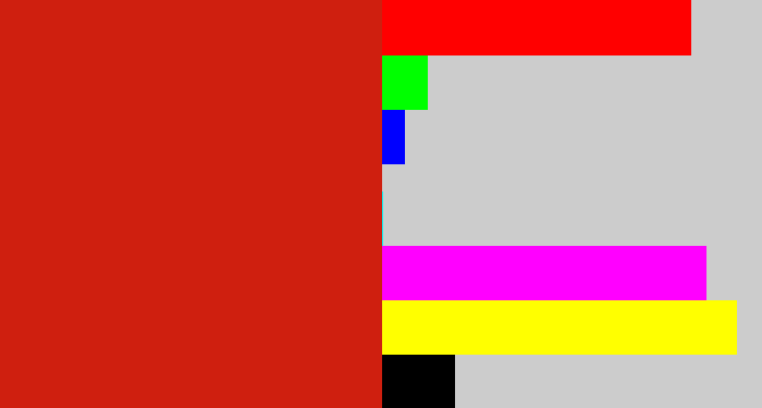 Hex color #cf1f0f - tomato red