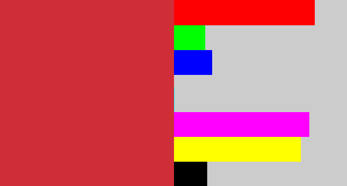 Hex color #cf2e38 - reddish