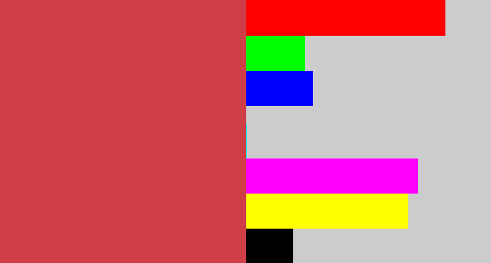 Hex color #cf3e46 - reddish