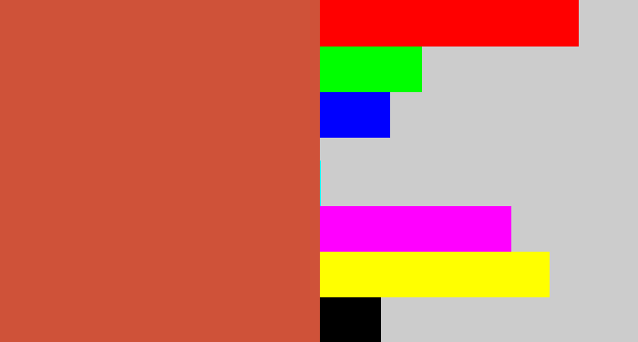 Hex color #cf5239 - terra cotta