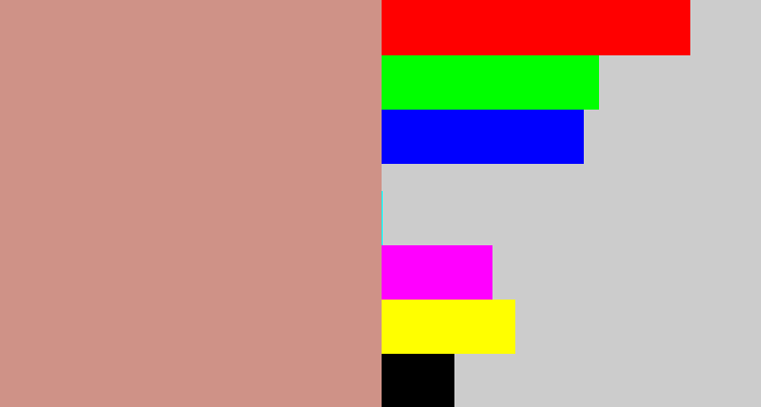 Hex color #cf9287 - pinkish tan