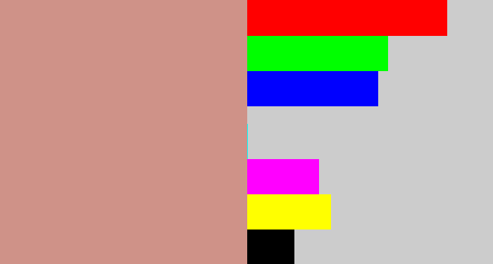 Hex color #cf9288 - pinkish tan