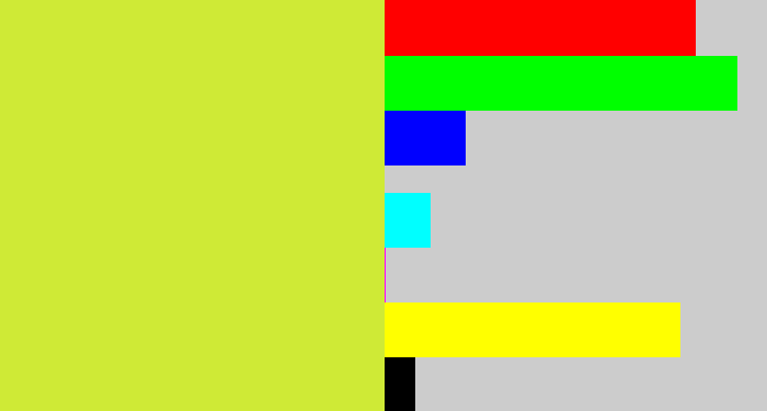 Hex color #cfea36 - sickly yellow