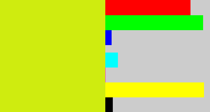 Hex color #cfec0f - greeny yellow