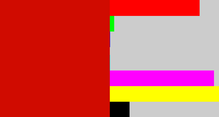 Hex color #d00b00 - red
