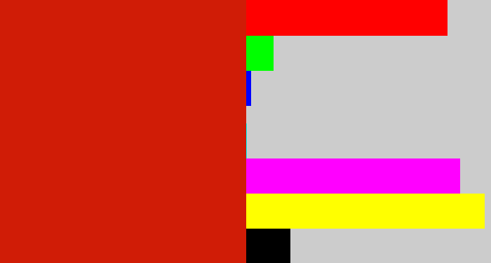 Hex color #d01c06 - tomato red