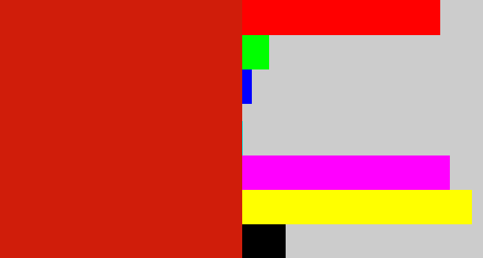 Hex color #d01d0a - tomato red
