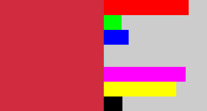 Hex color #d02b3e - reddish