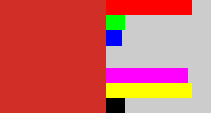 Hex color #d02e26 - reddish