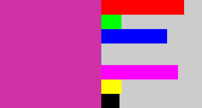 Hex color #d032a6 - purpley pink