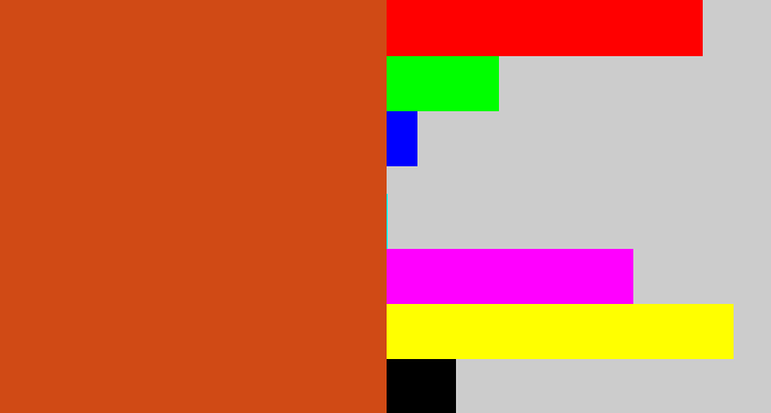 Hex color #d04a15 - brick orange