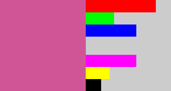 Hex color #d05596 - purplish pink