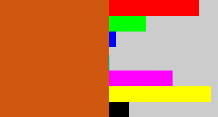 Hex color #d0570f - rusty orange
