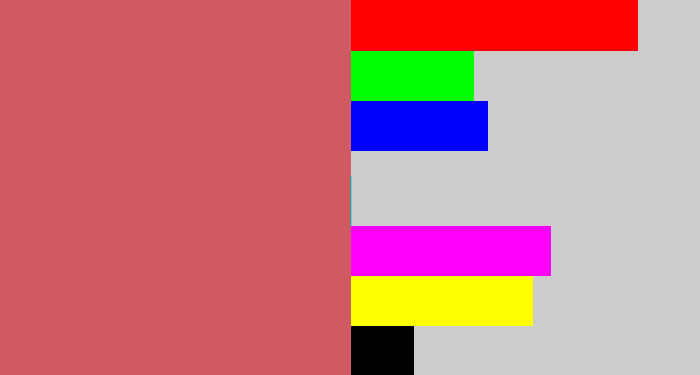 Hex color #d05a63 - pastel red