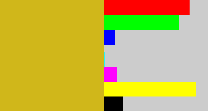 Hex color #d0b71a - dark yellow