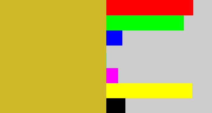 Hex color #d0b927 - puke yellow