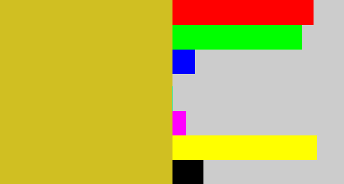 Hex color #d0bf22 - vomit yellow